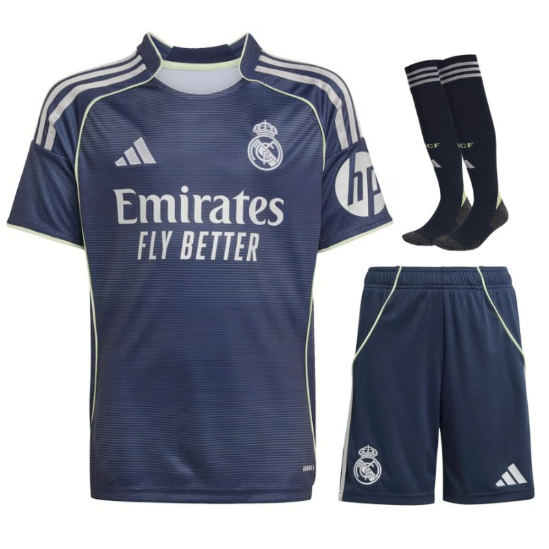 Completo Trasferta Bambino Real Madrid 2025-2026 – Blu Notte con Dettagli Dorati
